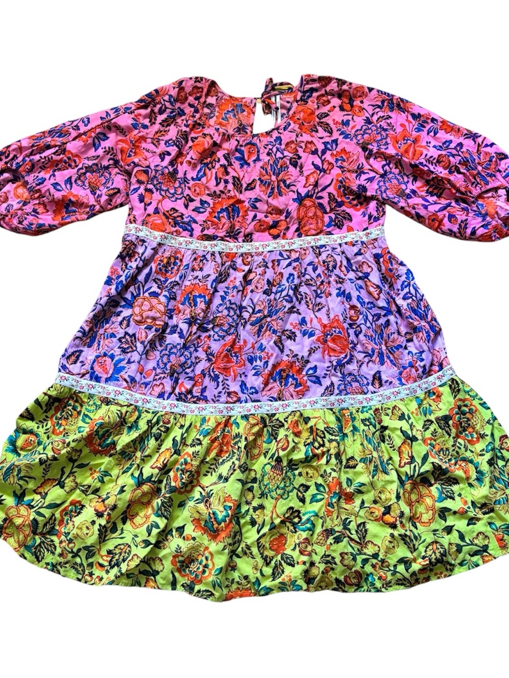 Anthropologie Mabel Mini Dress Tiered Floral Dress Womens Size Small Pink Purple - Picture 2 of 8